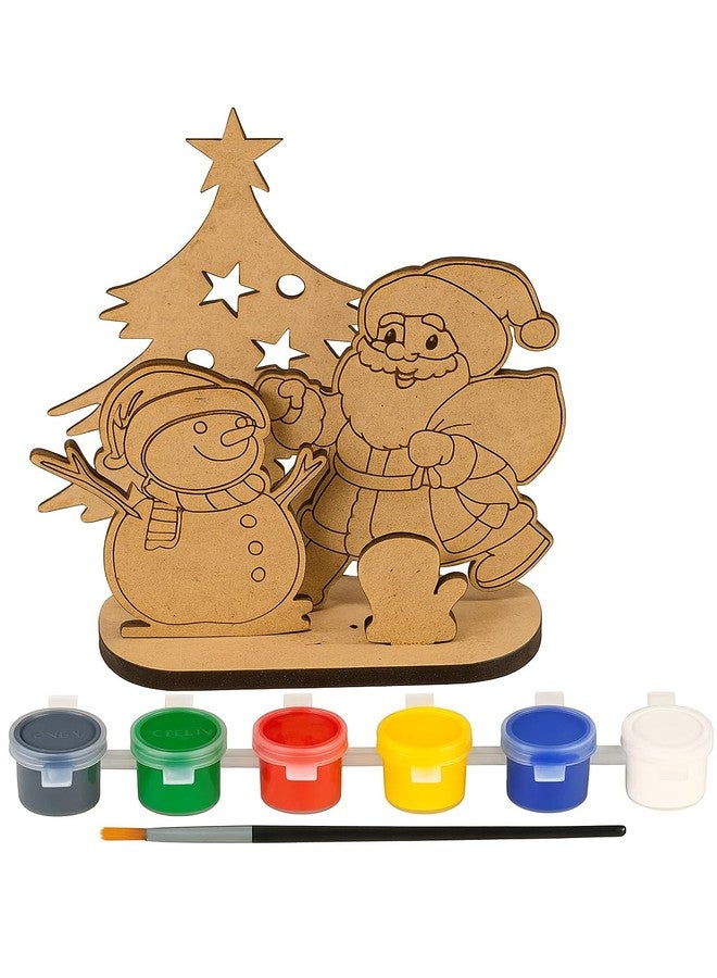 GreyArt DIY Christmas Wooden Painting Set for Kids - Easy to Assemble Christmas Craft Kit| Includes Paints & Brush | Holiday Art & Decoration Activity for Kids (Style-6) - Image 1